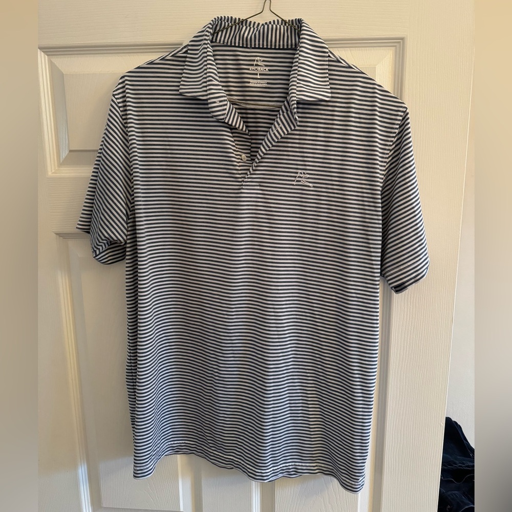 Rhoback Navy and White Stripe Polo